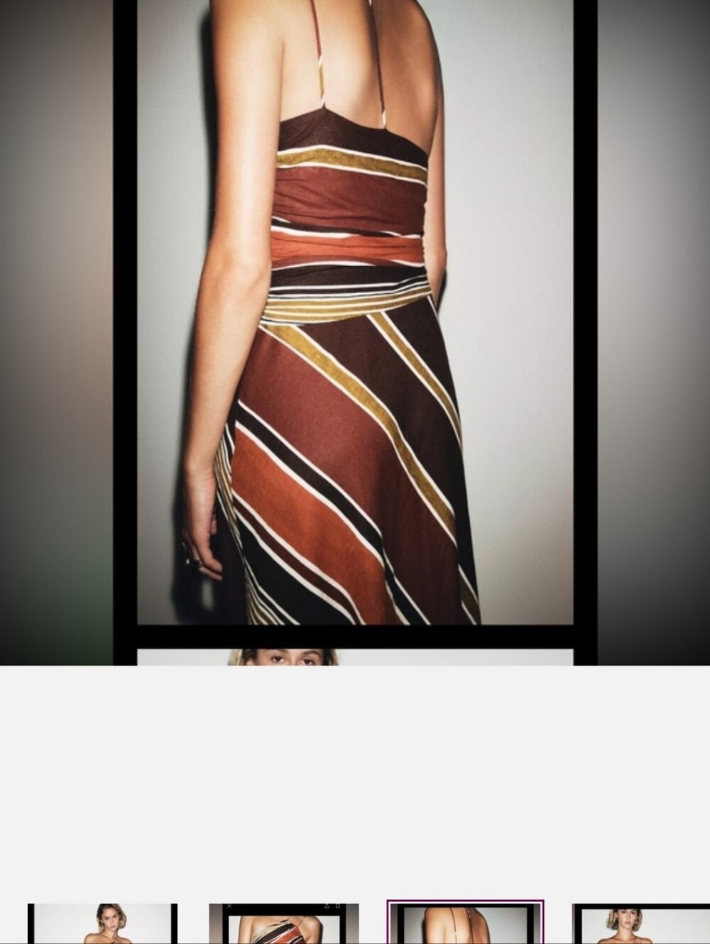 One-Shoulder Striped Midi Dress in Brown and Rust - Picture 8 of 10